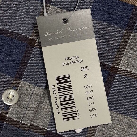 Daniel Cremieux Signature Collection Men's XL Button Shirt Blue Gray Plaid NWT - Picture 4 of 6